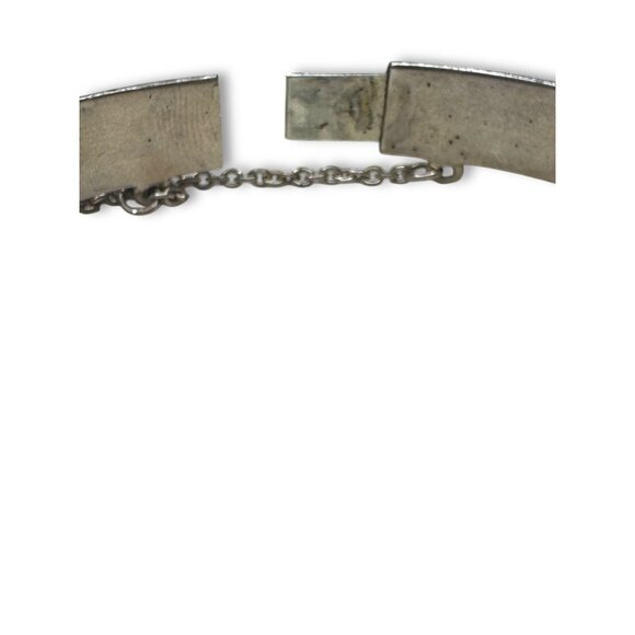 Vintage Sterling Silver Hinged Bangle Bracelet Safety Chain 7.25 K925TH - Picture 9 of 9